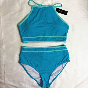 Women Tempt Me Swimsuit Medium Blue Green bikini set NWT